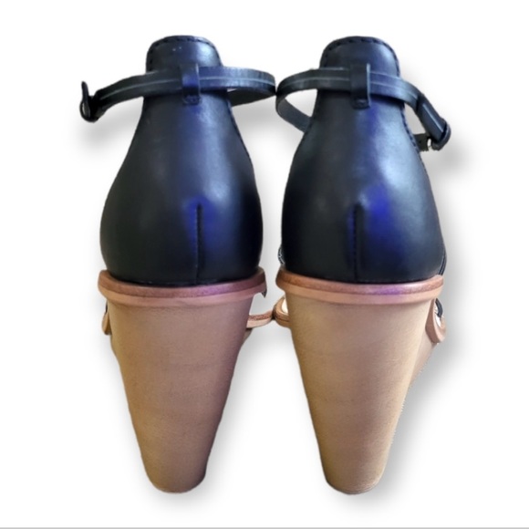 Dolce Vita | Jeana Black Leather Strappy Sandal Wedges | Size 8.5 - Picture 6 of 11